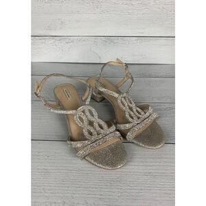 Alex Marie Dillards Women's 9 Silver Rhinestone Sparkly Prom Formal Shoes Heels